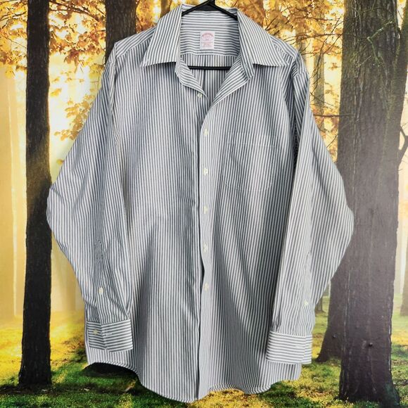 Brooks Brothers Other - Brooks Brothers 346 Black Pinstripe Button Down Shirt Long Sleeve Mens 17-4/5 XL